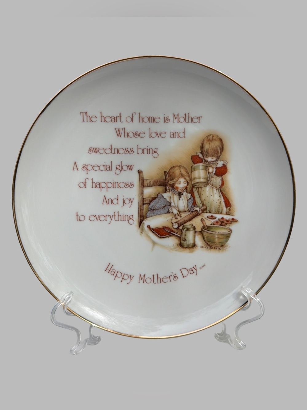 💐 VINTAGE Holly Hobbie Mother’s Day Plate, c. 1976, Made in Japan
